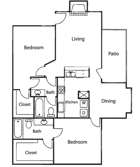 a floor plan of a house with bedrooms and a living room